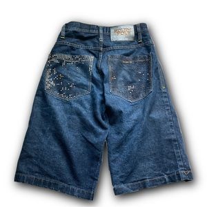 southpole blue studded shorts jnco style